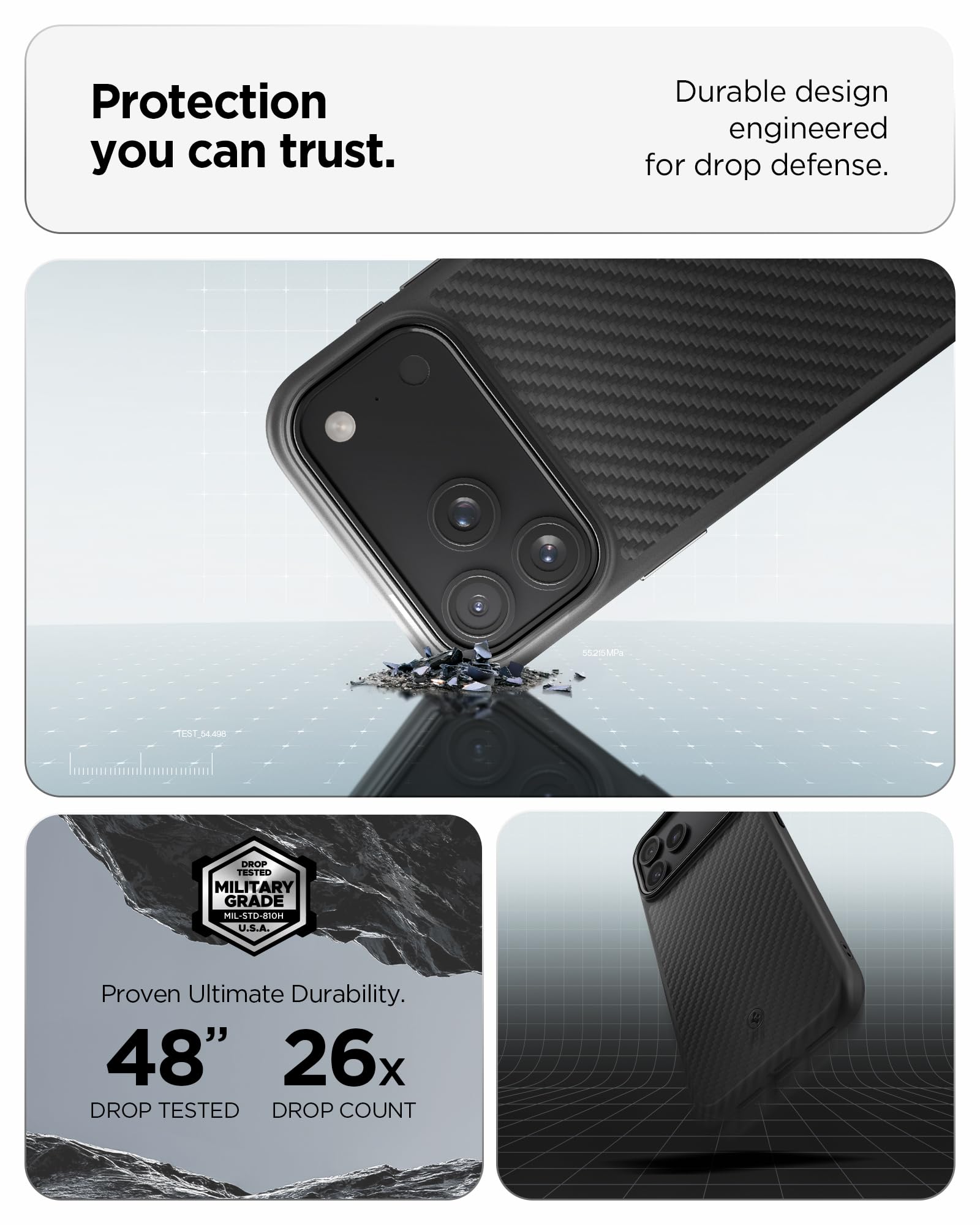 Spigen iPhone 17 Pro Enzo Aramid T MagFit case in Black Black - drop protection