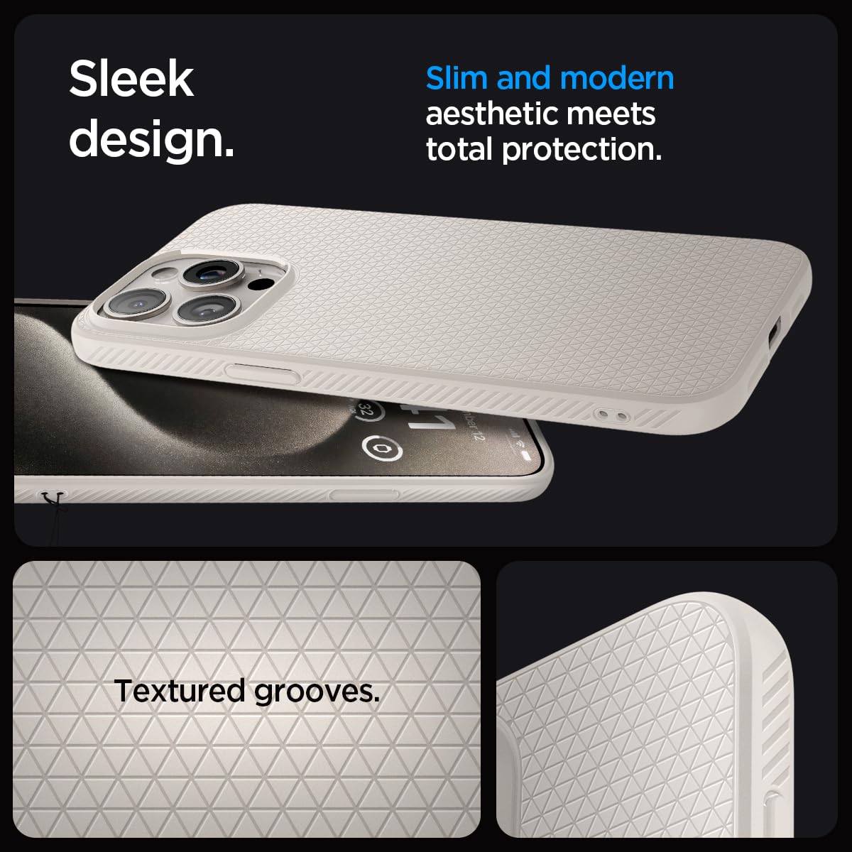 Spigen Liquid Air case for iPhone 15 Pro in Natural Titanium – alternate detail 2