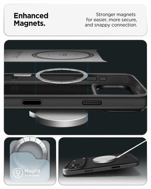 Spigen iPhone 17 Pro Enzo Aramid T MagFit case in Black Black - MagFit magnet construction