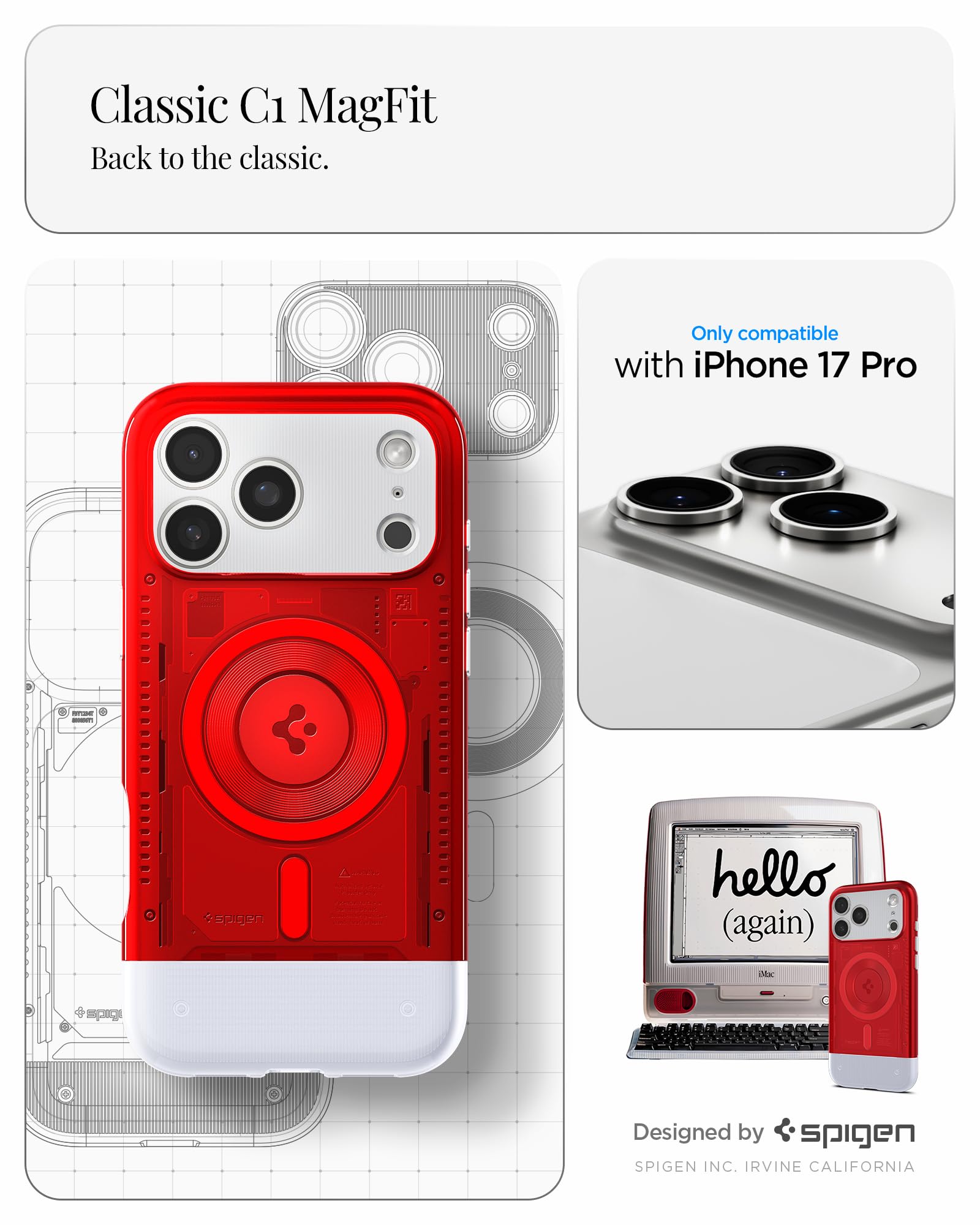 Spigen iPhone 17 Pro Case - Classic C1 (MagFit) - Ruby