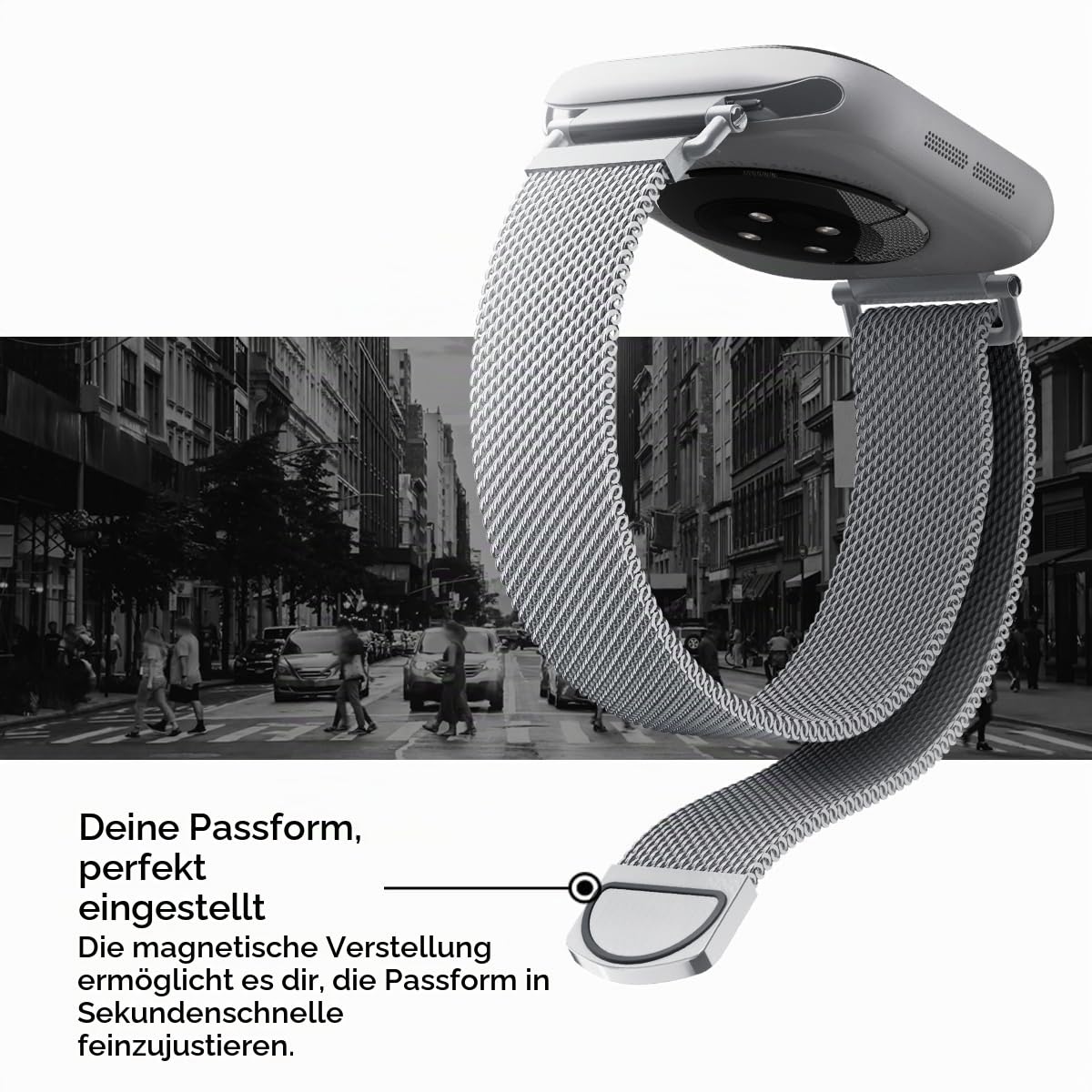 Spigen WBM4 silver band style for Apple Watch