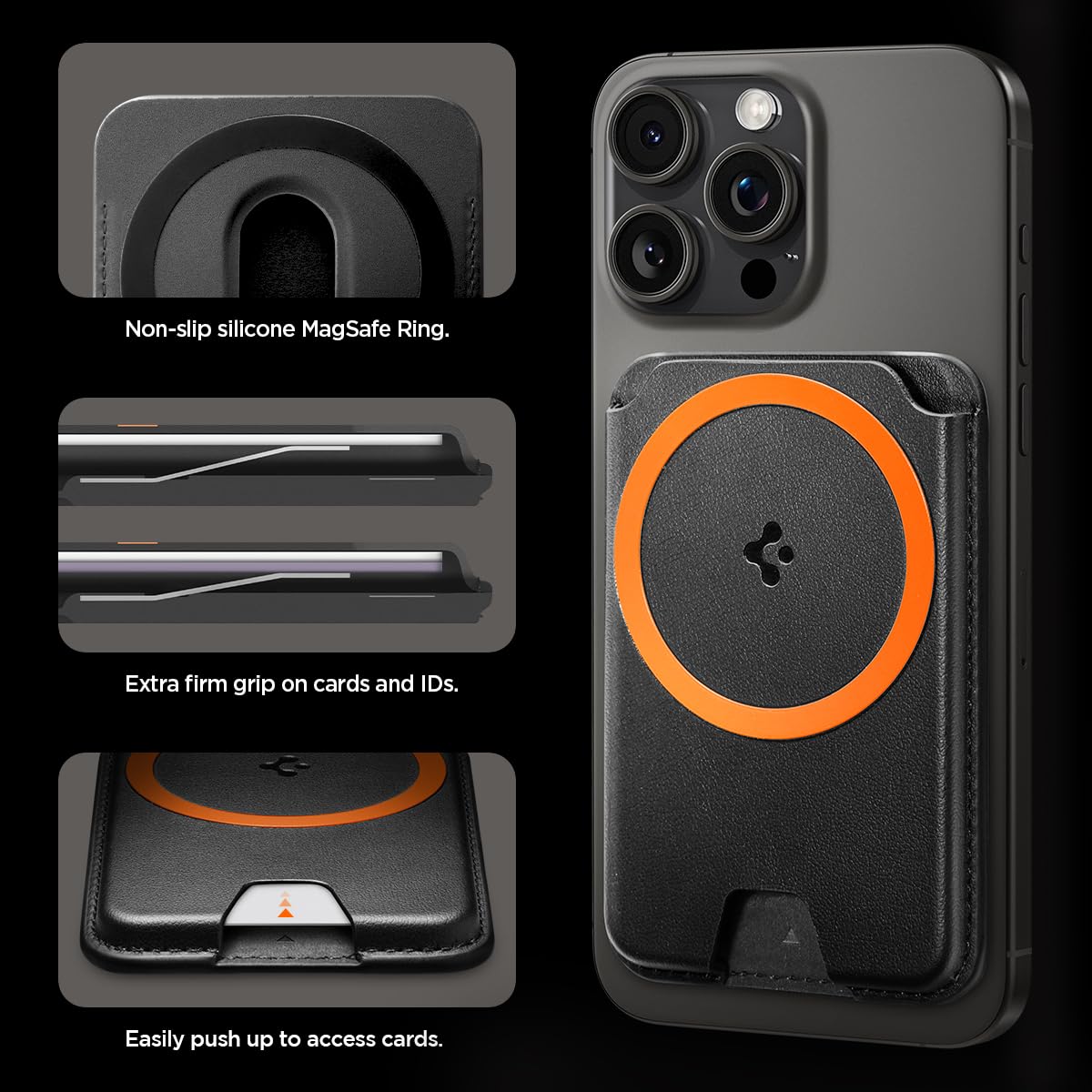 Spigen Valentinus MagFit+ 3-Card Wallet - Black - iPhone / Pixel MagSafe 3-Card - image 7