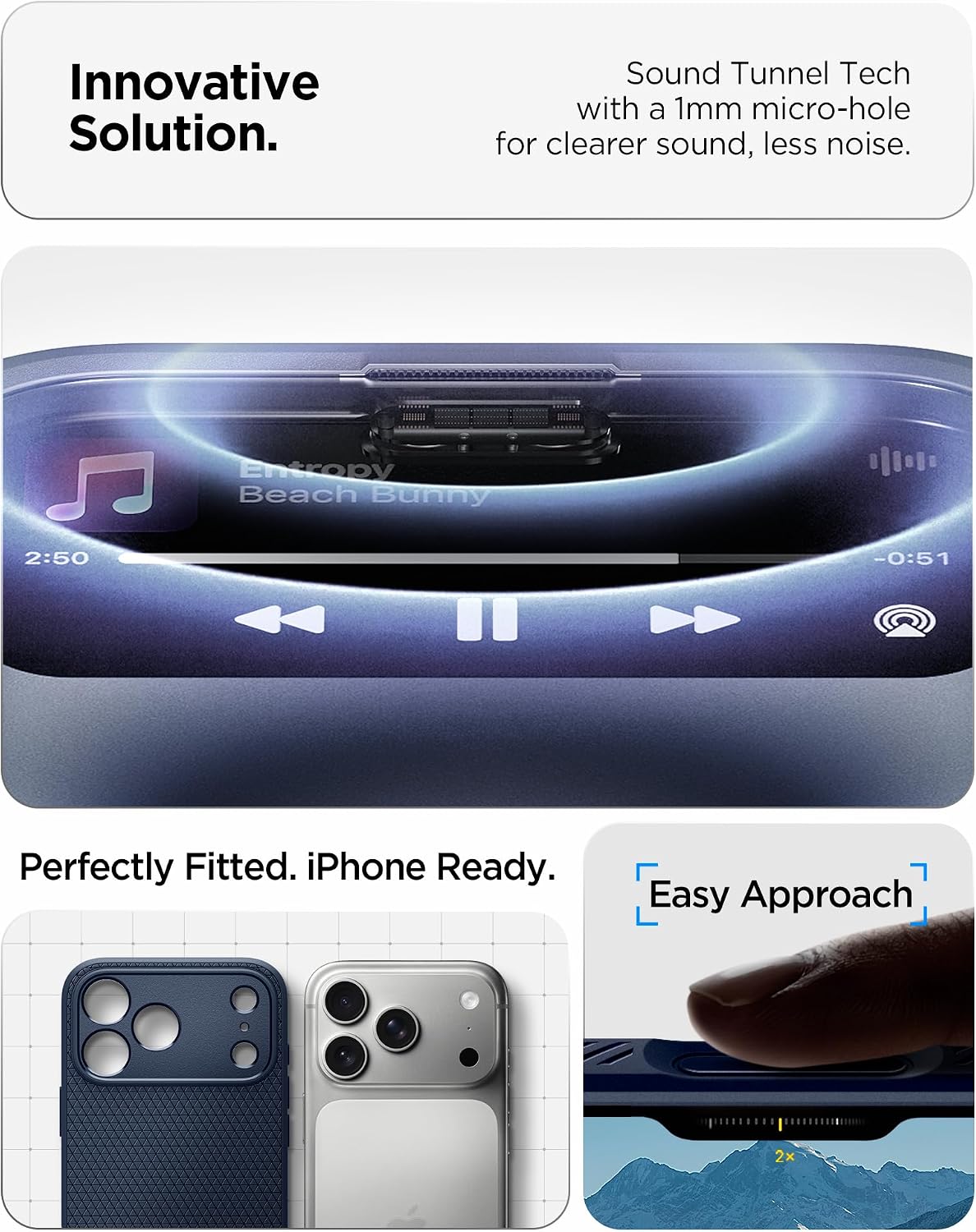 Spigen iPhone 17 Pro Liquid Air case in Navy Blue - speaker channel and Camera Control access
