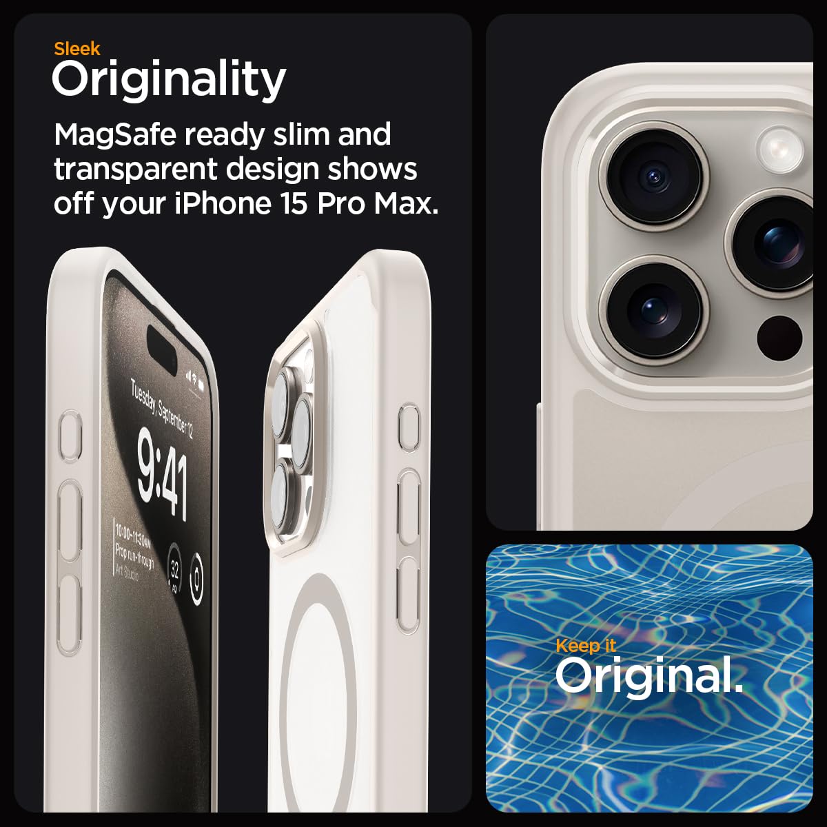 Spigen iPhone 15 Pro Max Case – Ultra Hybrid (MagFit) - Frost Natural Titanium - image 3