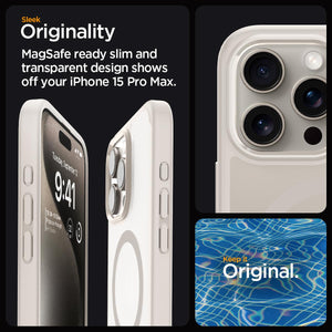 Spigen iPhone 15 Pro Max Case – Ultra Hybrid (MagFit) - Frost Natural Titanium - image 3