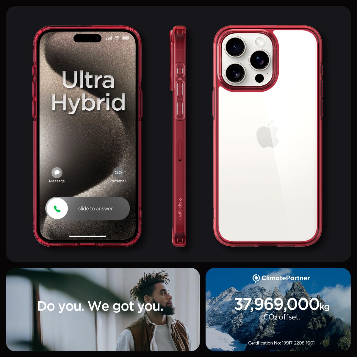 Spigen Ultra Hybrid case for iPhone 15 Pro Max in Deep Red – detail image 6