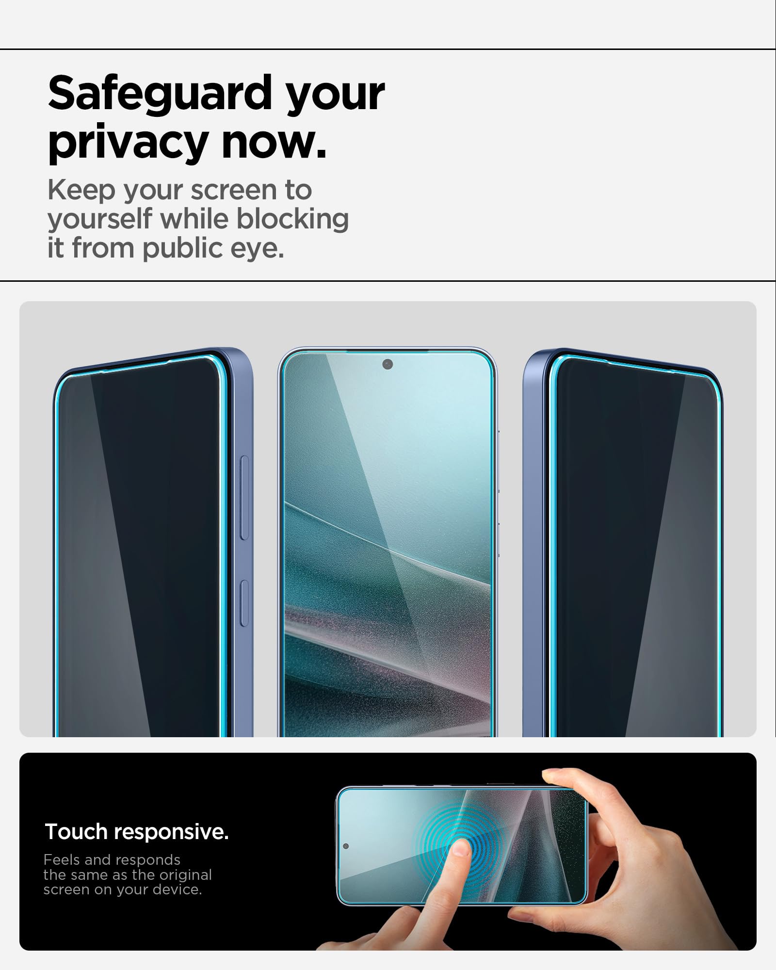 Spigen Galaxy S25 / S24 Privacy Screen Protector - Glas.tR EZ Fit (2 Pack) - Privacy - image 6