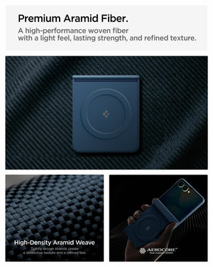 Spigen Galaxy Z Flip 8 Case Air Skin Aramid MagFit – Navy – 600D aramid fibre detail