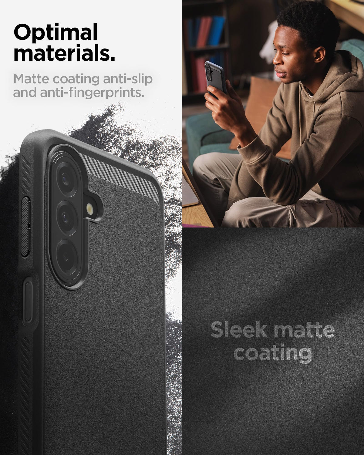 Matte texture of Spigen Rugged Armor Galaxy A27 5G case