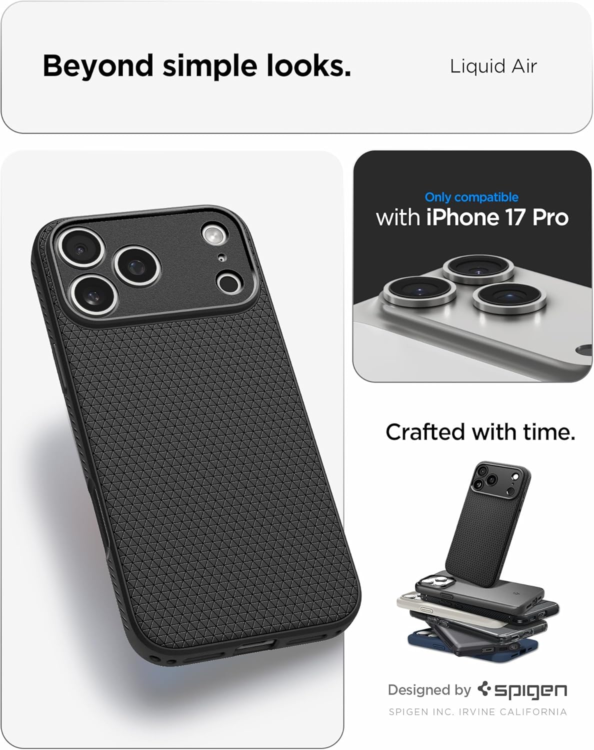 Spigen iPhone 17 Pro Liquid Air case in Matte Black - iPhone 17 Pro compatibility confirmation