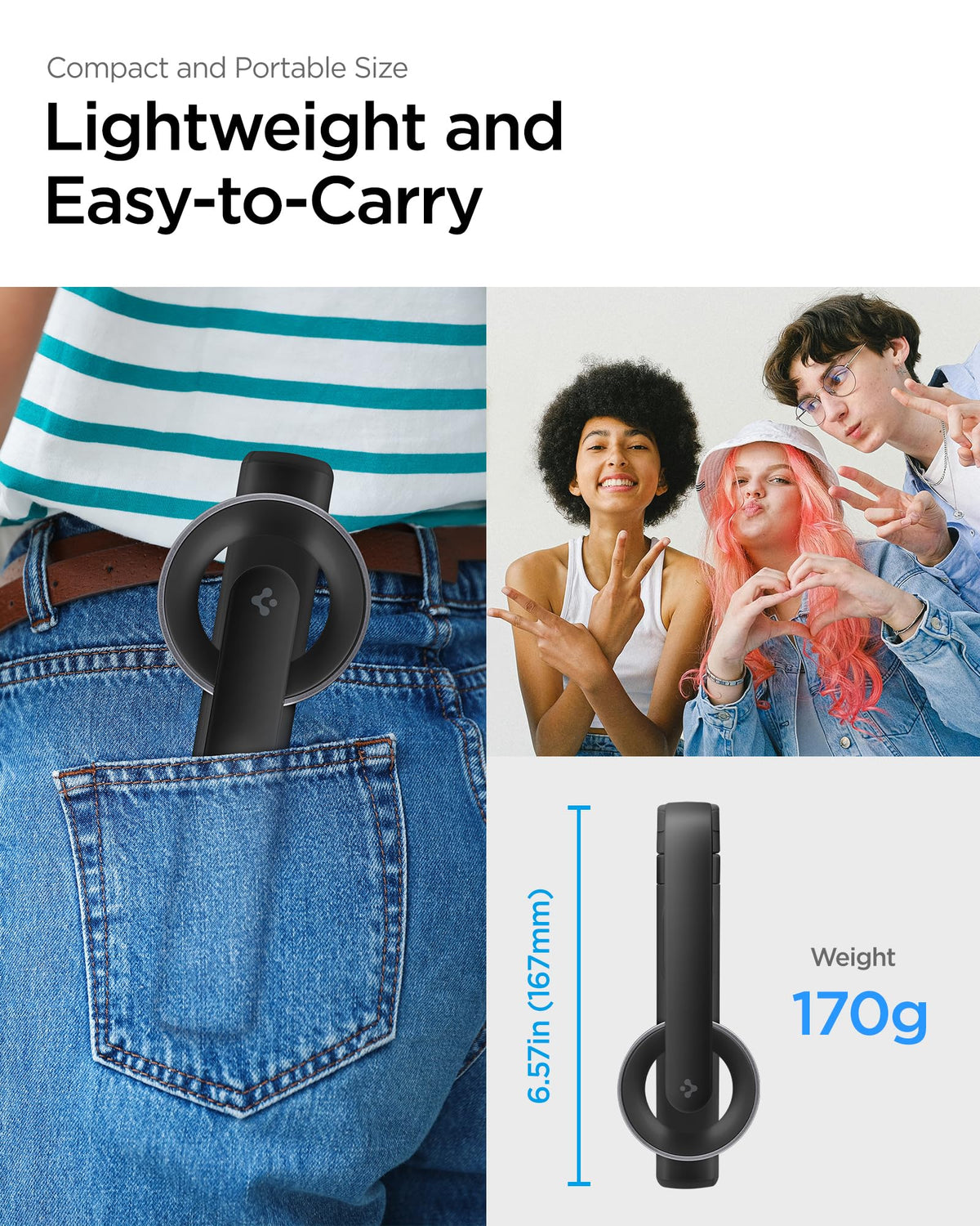 Spigen S571W 24.4-inch MagFit selfie stick tripod - tripod support construction