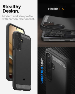 Flexible TPU construction of Spigen Rugged Armor for Galaxy A27 5G