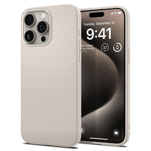 Spigen iPhone 15 Pro Max / 15 Pro / 15 Plus / 15 Case – Liquid Air - Natural Titanium