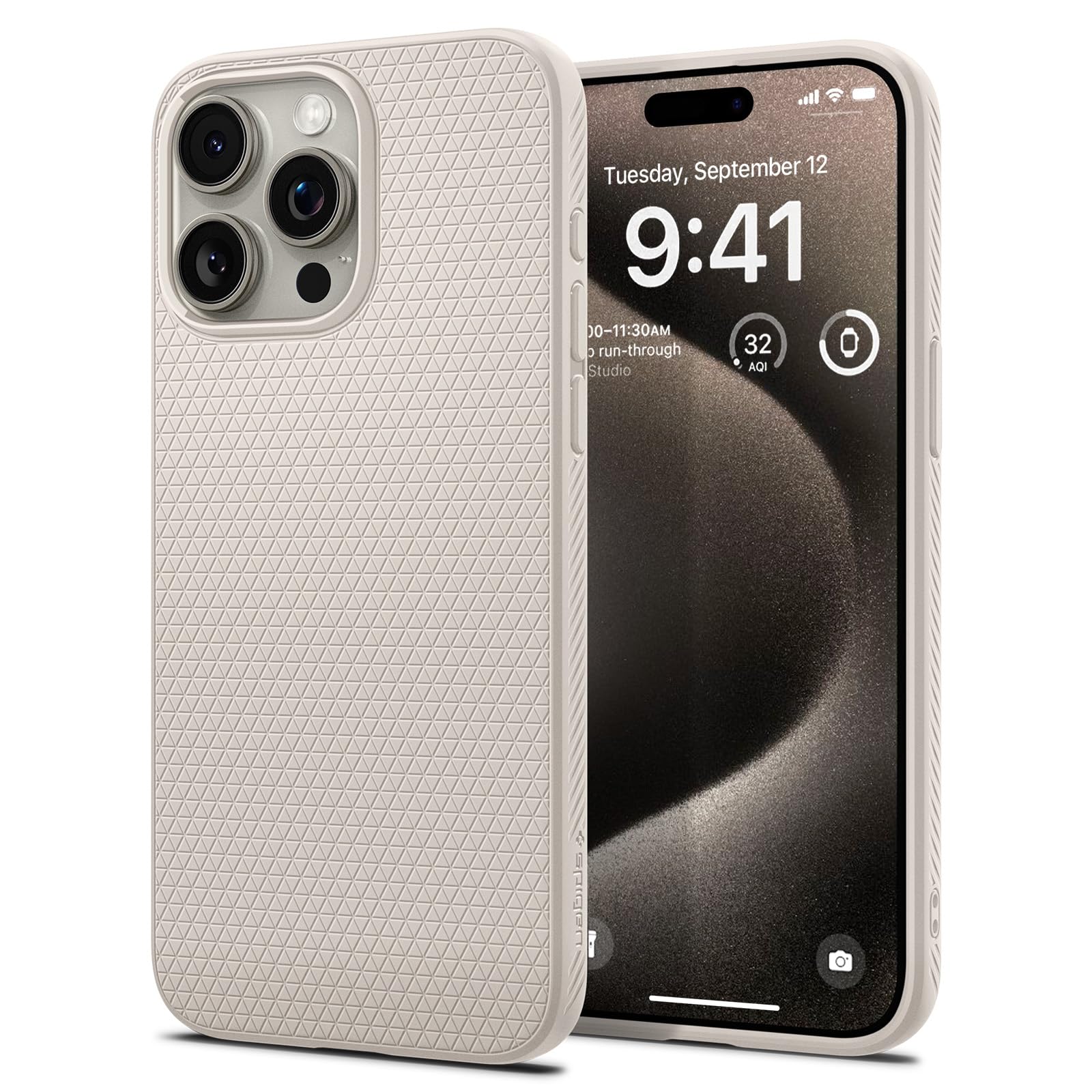 Spigen Liquid Air case for iPhone 15 Pro in Natural Titanium – product image