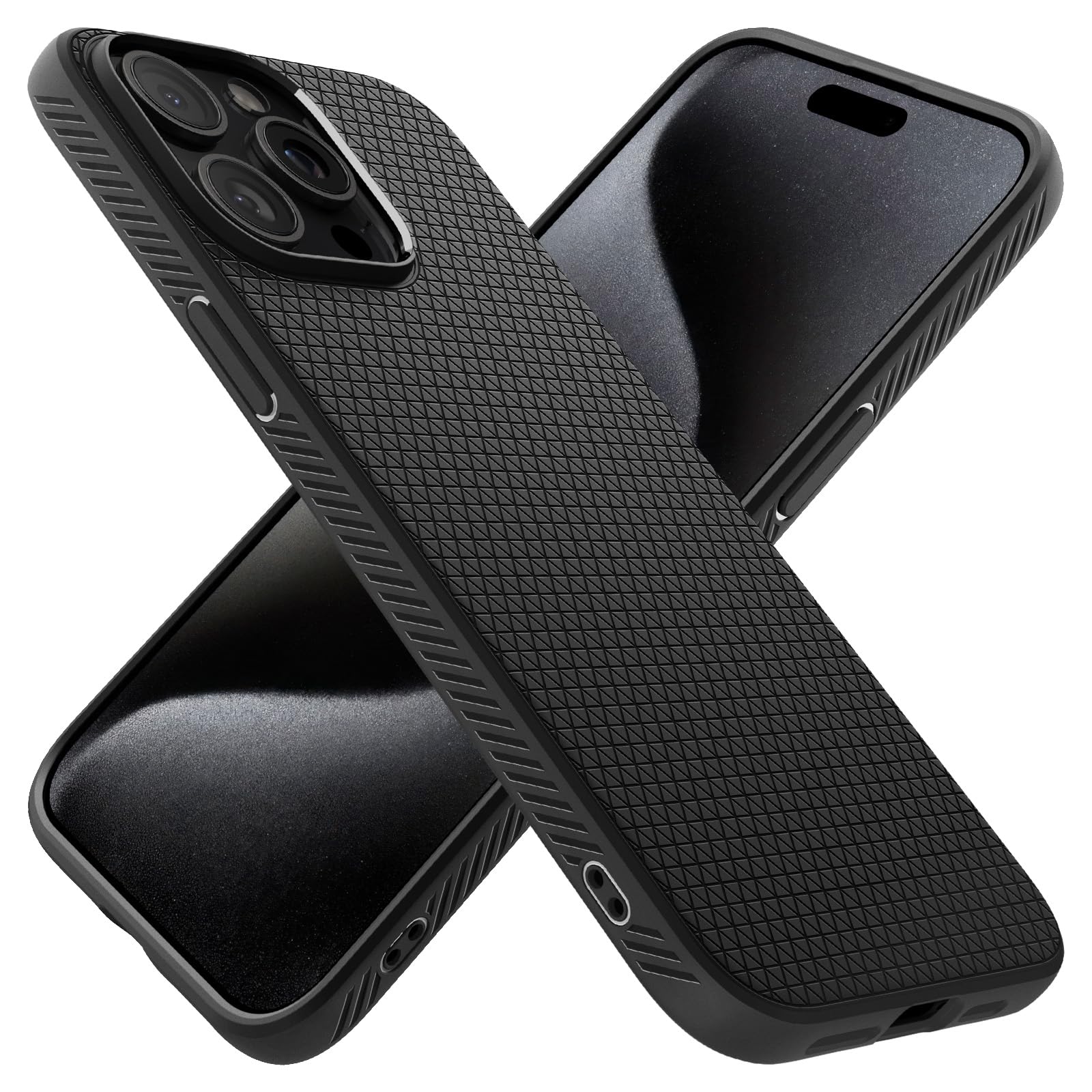 Spigen Liquid Air case for iPhone 15 Pro in Matte Black – product image