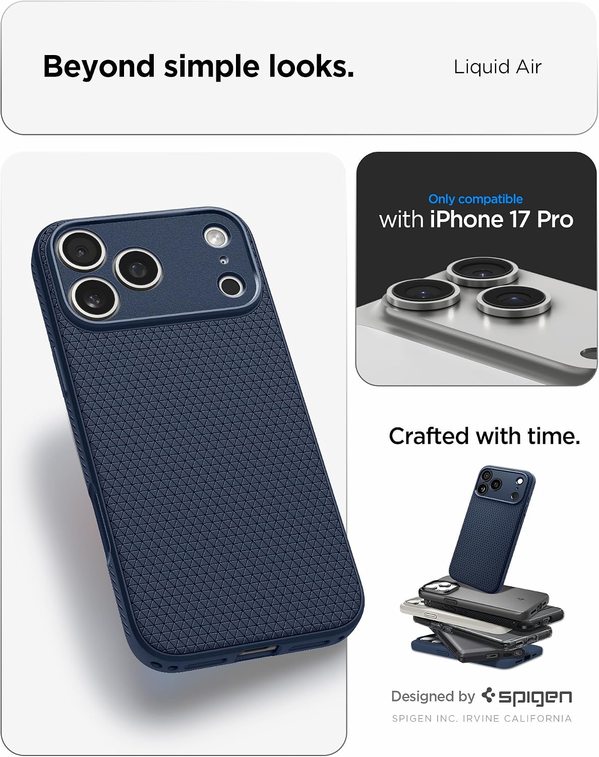 Spigen iPhone 17 Pro Liquid Air case in Navy Blue - iPhone 17 Pro compatibility confirmation