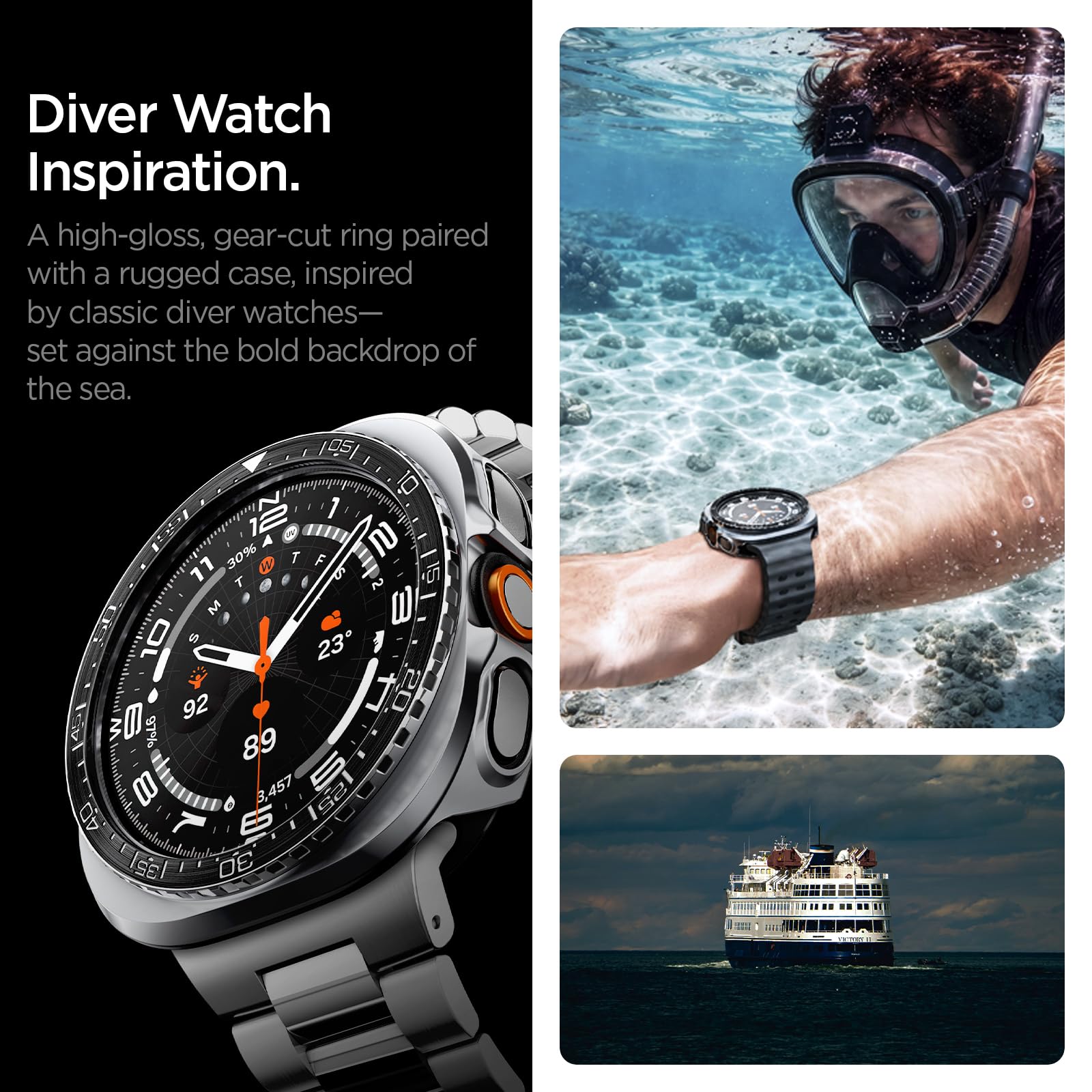 Spigen Galaxy Watch Ultra 2 47mm Bezel Case - Bezel Tune Pro - Black - image 5