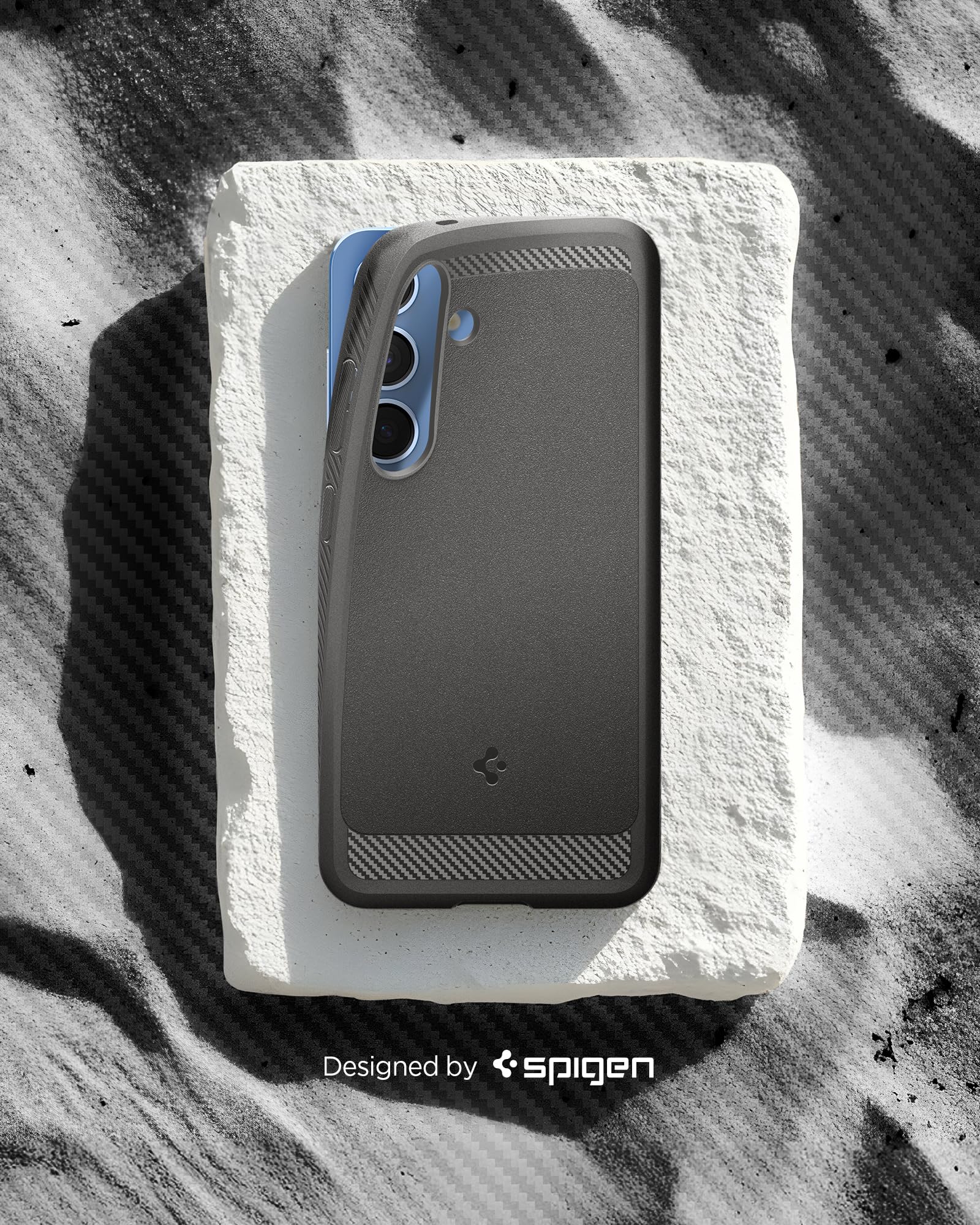 Spigen Galaxy S25 Rugged Armor MagFit Marble Gray case view 4