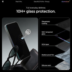 Spigen Pixel 11 Pro Privacy Screen Protector – GLAS.tR EZ Fit Pro (2 Pack) - Privacy - image 7