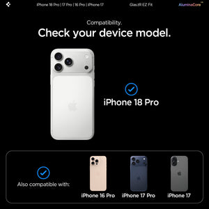 Spigen iPhone 18 Pro Screen Protector – GLAS.tR EZ Fit, Online Version – 2 Pack – Device compatibility