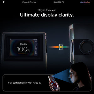 Spigen iPhone 18 Pro Max Screen Protector – GLAS.tR EZ Fit, Online Version – 2 Pack – Display clarity and Face ID