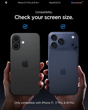 Spigen iPhone 17 Pro / 17 Screen Protector – GLAS.tR EZ Fit (2 Pack) - Clear - iPhone 17 Pro, iPhone 17 and iPhone 16 Pro compatibility detail
