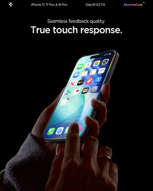 Spigen iPhone 17 Pro / 17 Screen Protector – GLAS.tR EZ Fit (2 Pack) - Clear - touch response detail