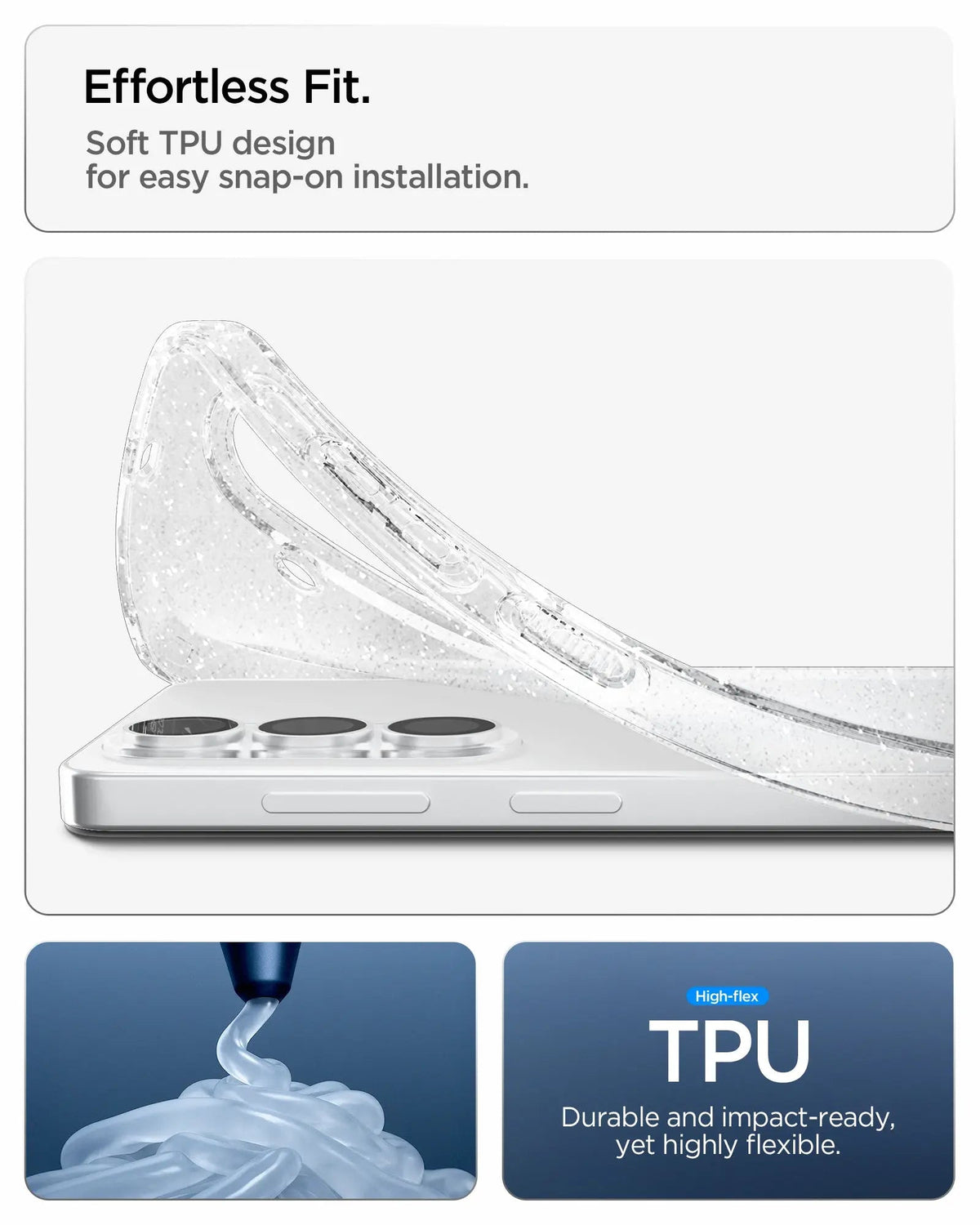 Spigen Galaxy S26 Liquid Crystal Glitter Crystal Quartz – flexible TPU case installation