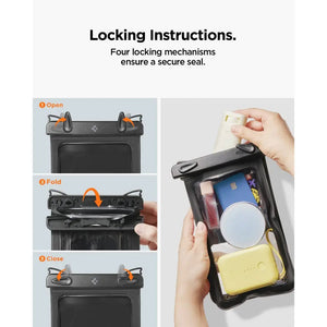 Spigen Universal Waterproof Phone Pouch – Aqua Shield A603 — Black, fit, construction or use view 6