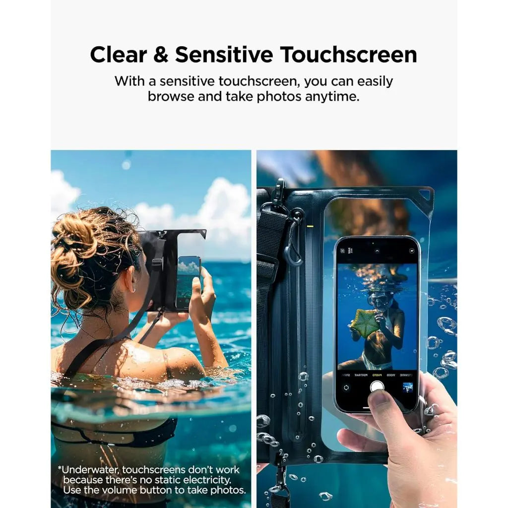 Spigen Universal Waterproof Crossbody Bag – Aqua Shield A640 — Black, fit, construction or use view 5