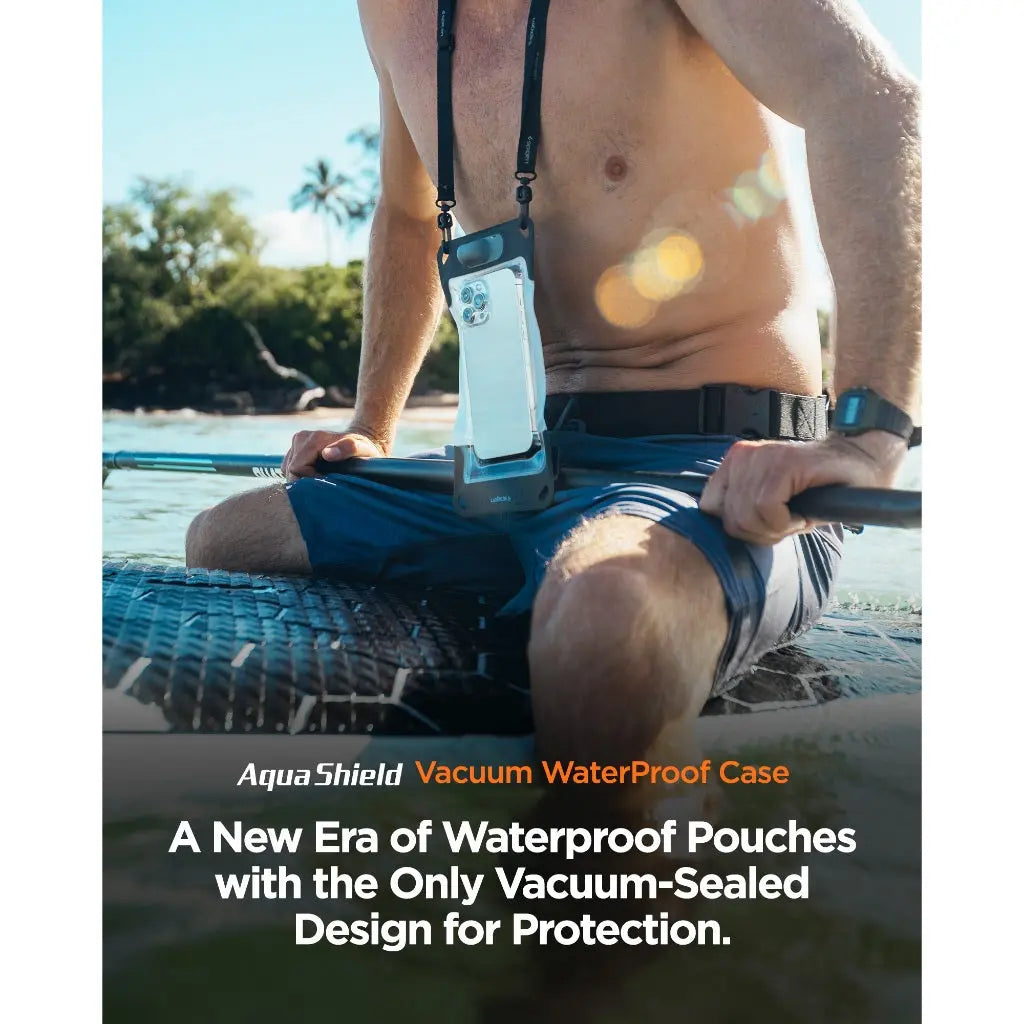 Spigen Universal Waterproof Phone Pouch – Aqua Shield A602 — Charcoal Gray, fit, construction or use view 2