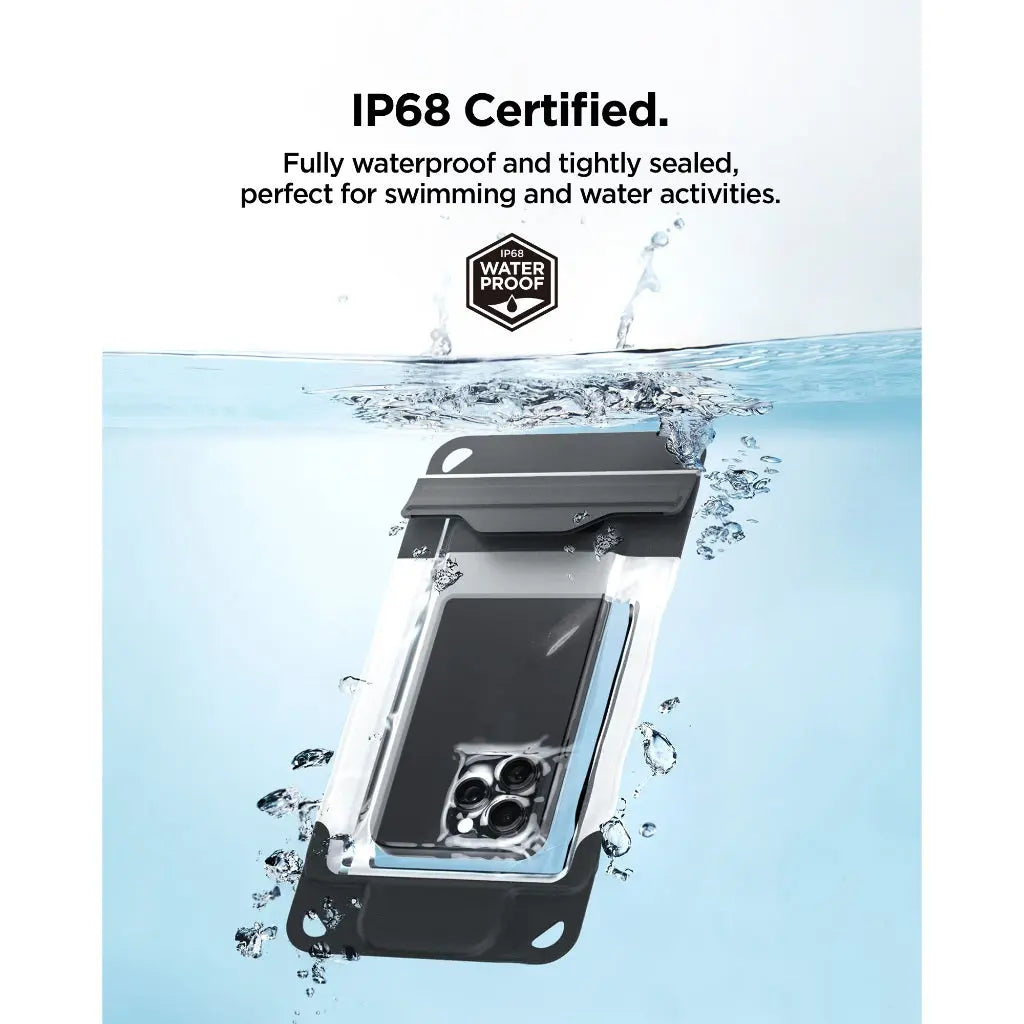 Spigen Universal Waterproof Phone Pouch – Aqua Shield A602 — Charcoal Gray, fit, construction or use view 5