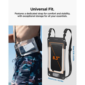 Spigen Universal Waterproof Phone Pouch – Aqua Shield A602 — Charcoal Gray, fit, construction or use view 6