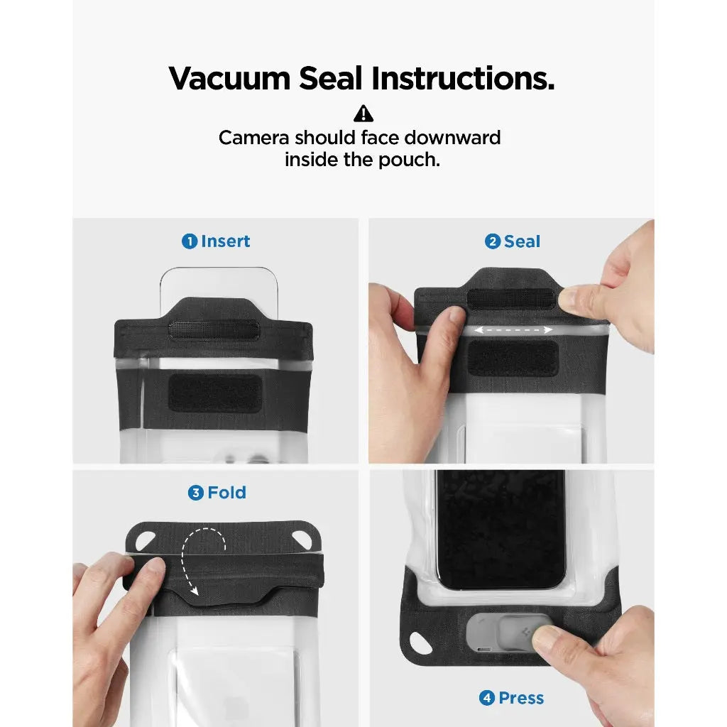 Spigen Universal Waterproof Phone Pouch – Aqua Shield A602 — Charcoal Gray, fit, construction or use view 7
