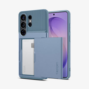 Rear view of Spigen Galaxy S26 Ultra Slim Armor CS case in Light Blue