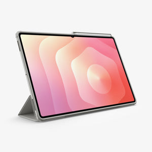 Galaxy Tab S11 Ultra Hybrid Pro gray case in viewing stand mode
