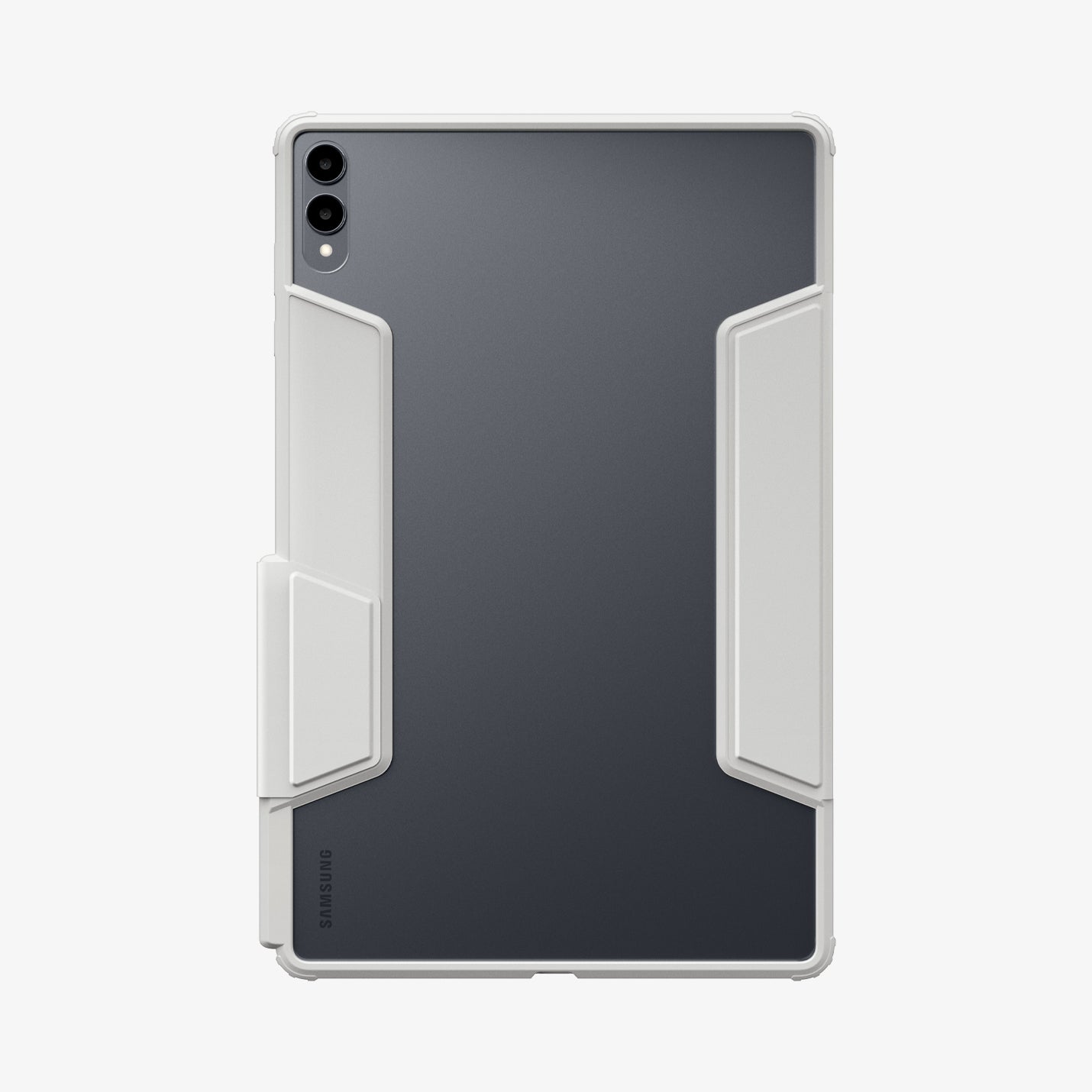 Gray Ultra Hybrid Pro case showing the clear back on Galaxy Tab S11 Ultra