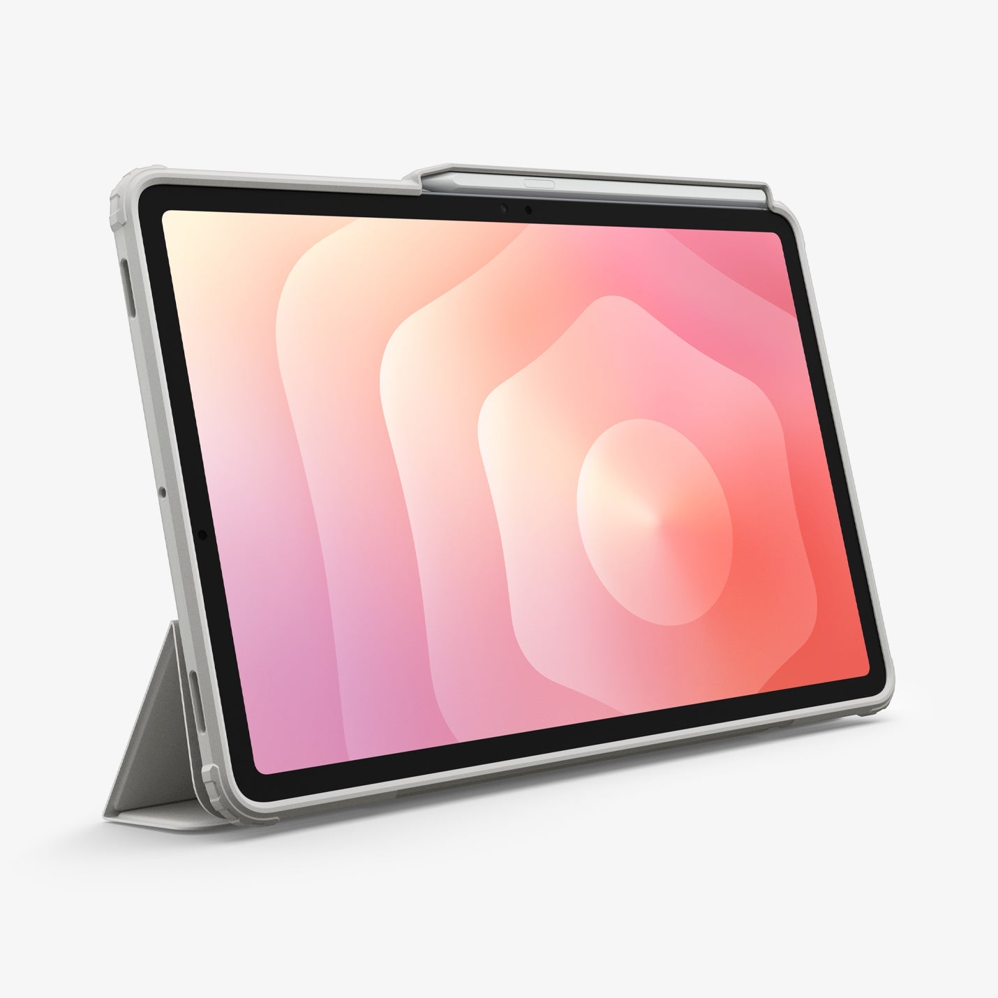 Galaxy Tab S11 Ultra Hybrid Pro gray case in viewing stand mode