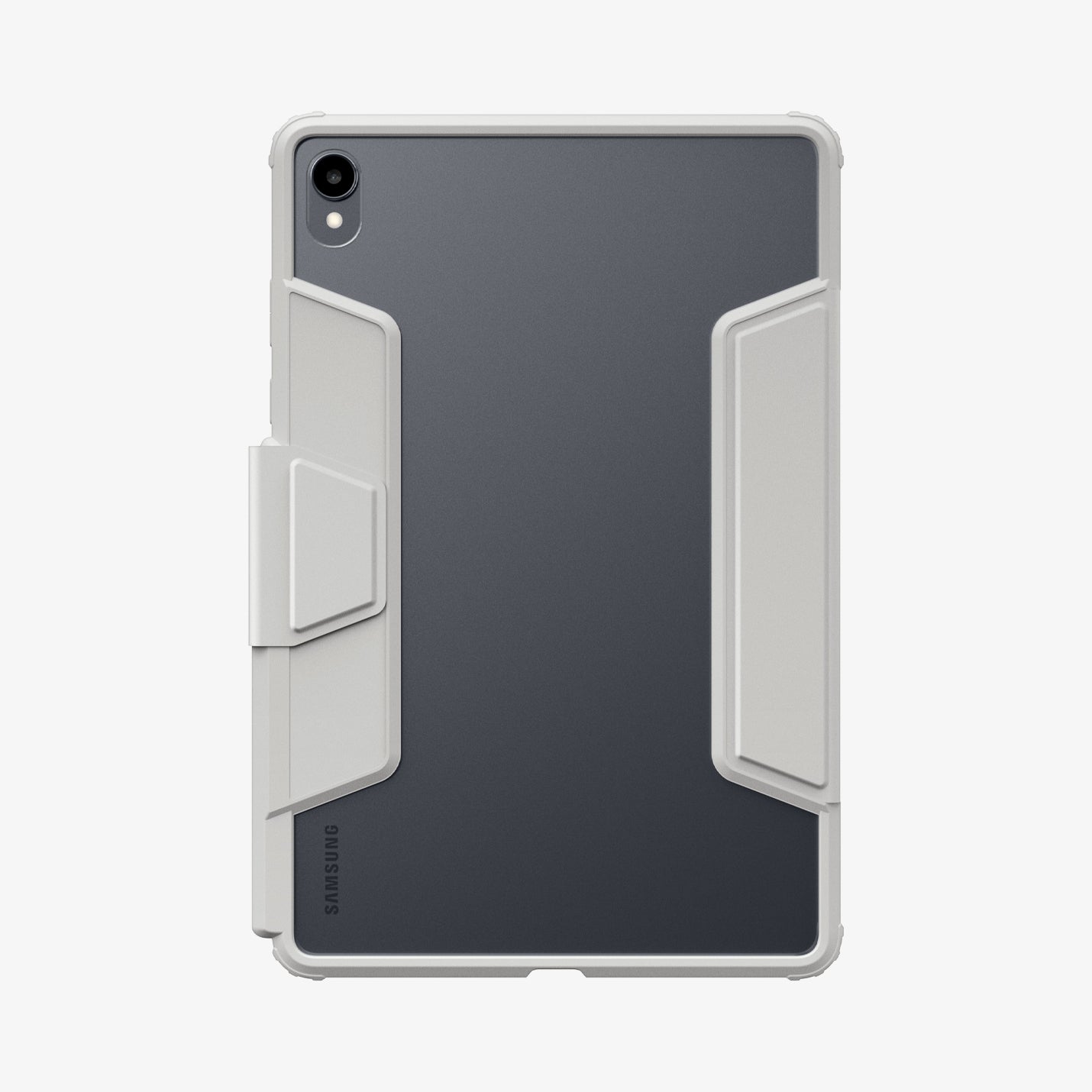 Gray Ultra Hybrid Pro case showing the clear back on Galaxy Tab S11