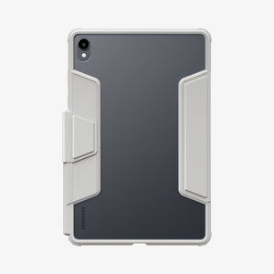 Gray Ultra Hybrid Pro case showing the clear back on Galaxy Tab S11