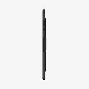 Galaxy Tab S12+ Ultra Hybrid Pro in Black showing the slim side profile of a folio tablet case with covered buttons and a raised side section.