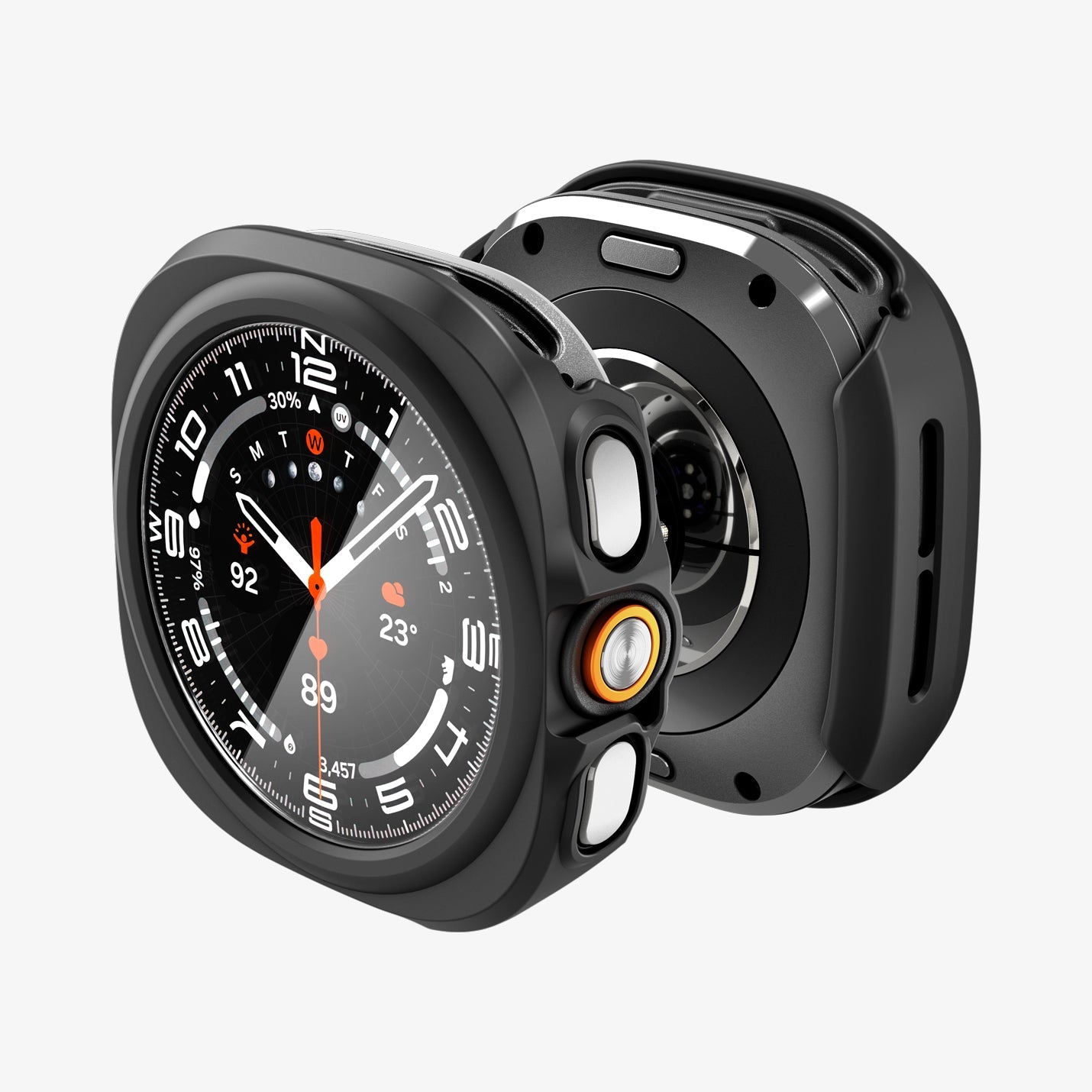 Spigen Galaxy Watch Ultra 2 47mm Case with Glass - Thin Fit 360 - Black - white background detail image 1