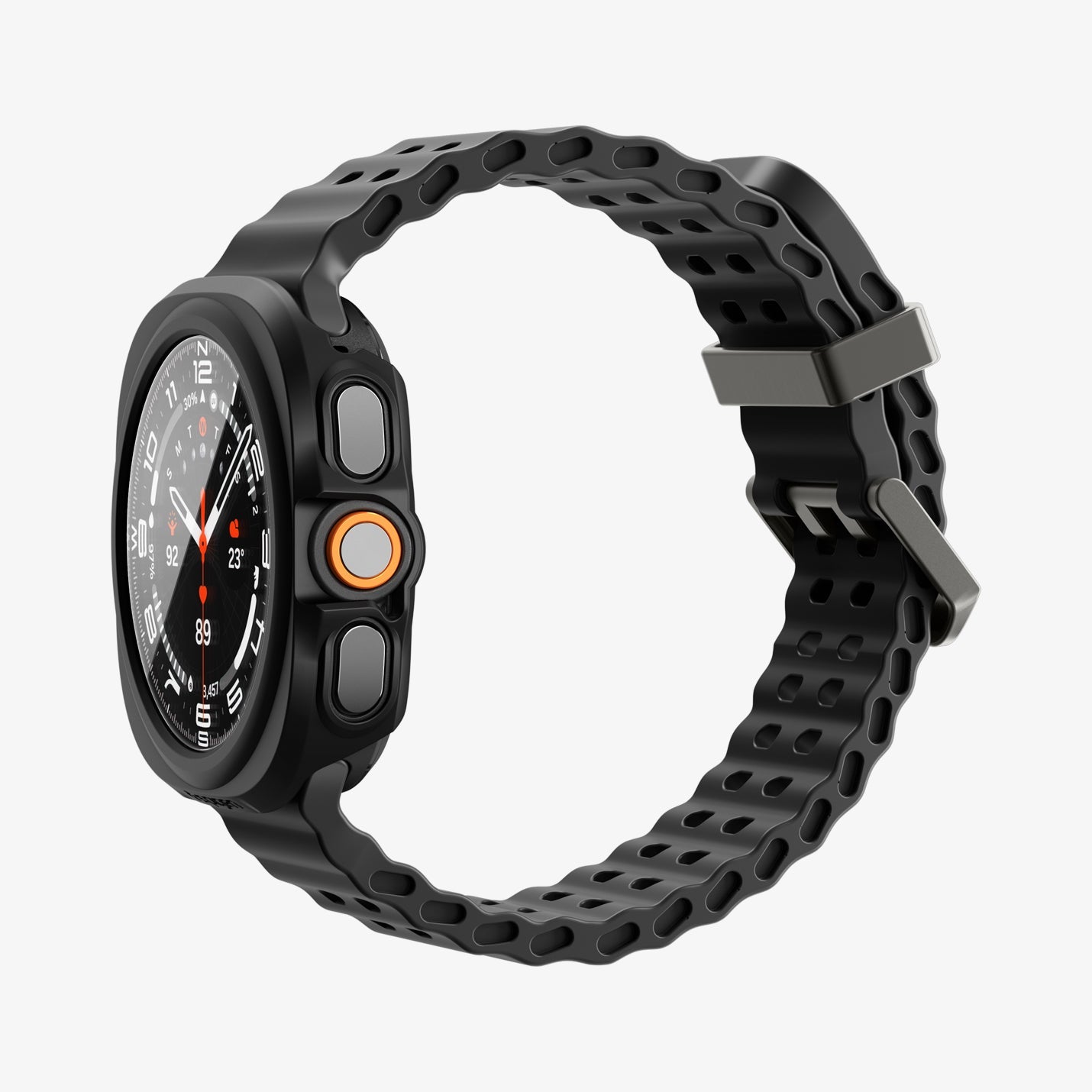 Spigen Galaxy Watch Ultra 2 47mm Case with Glass - Thin Fit 360 - Black - white background detail image 3