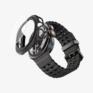 Spigen Galaxy Watch Ultra 2 47mm Case with Glass - Thin Fit 360 - Black - white background detail image 2