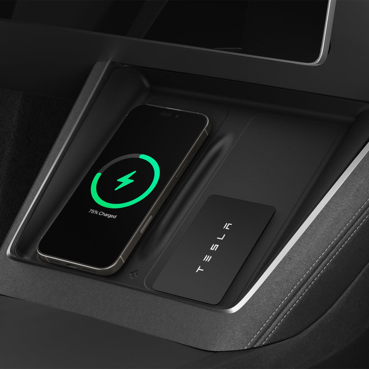 Spigen ACP10031 TO261JH wireless charging pad cover for Tesla Model Y Juniper in Black