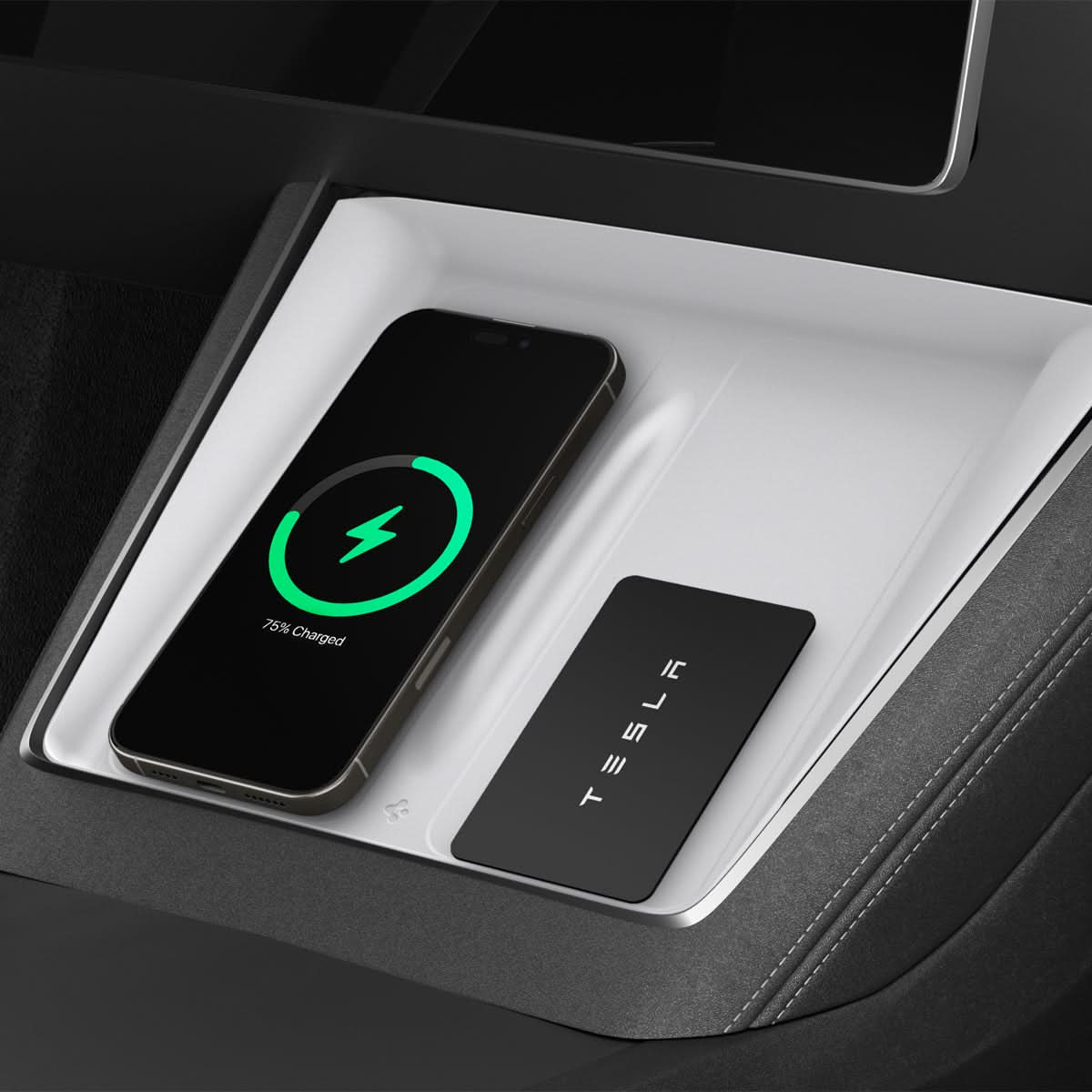 Spigen ACP10032 TO261JH wireless charging pad cover for Tesla Model Y Juniper in White