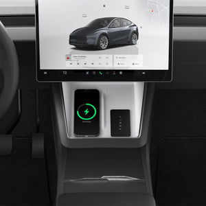 White Spigen TO261JH Tesla Model Y Juniper charging pad cover feature view 2