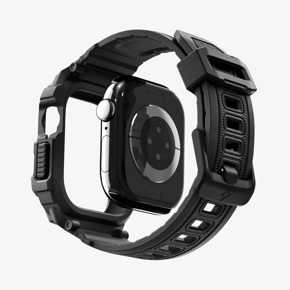 Spigen Apple Watch Series 11 and 10 46mm Rugged Armor Pro 2 in Matte Black – rear three-quarter