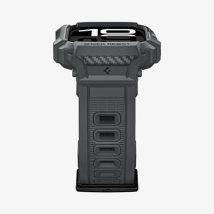 Spigen Apple Watch Series 11 and 10 46mm Rugged Armor Pro 2 in Dark Gray – front and lower band