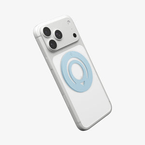 Spigen O-Mag Slim Dual Pop Light Blue magnetic phone grip rear angled view